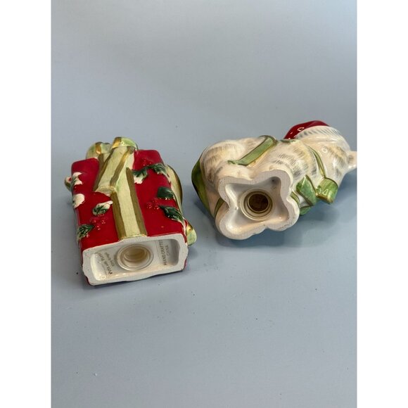Fitz & Floyd Kitty Kringle Salt & Pepper Shakers Ceramic 2005 Christmas Decor - Picture 6 of 7